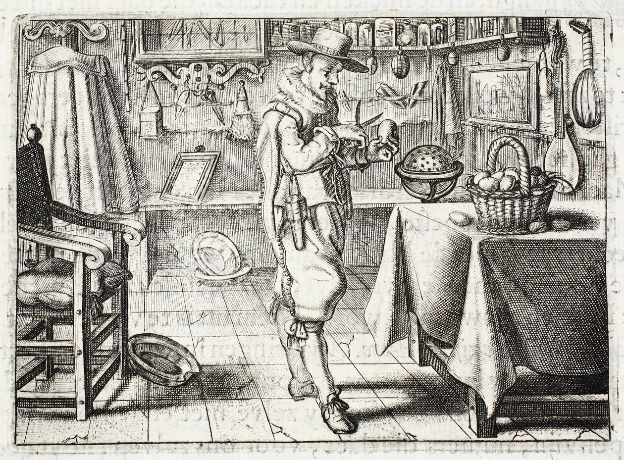 Maissin pesu, kuvitus Johannes de Brunen (1589-1658), Jan Jacobs Schipperin teoksesta "Emblemata of Zinne-werk", Amsterdam, 1661 tekijältä Adriaen Pietersz van de Venne