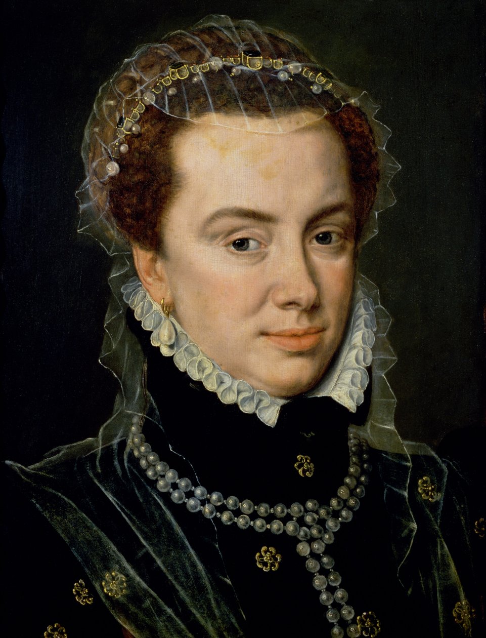 Margareta Parma (1522-86), Alankomaiden valtionhoitaja, keisari Kaarle V:n (1500-58) avioton tytär, 1500-luvun loppu (paneeli) tekijältä Adriaen Thomasz Key