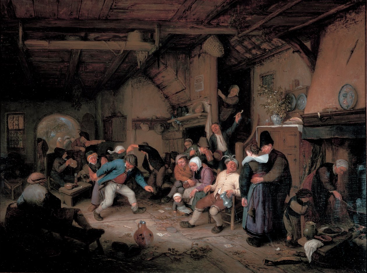 Talonpojat tanssivat tavernassa tekijältä Adriaen Jansz. van Ostade