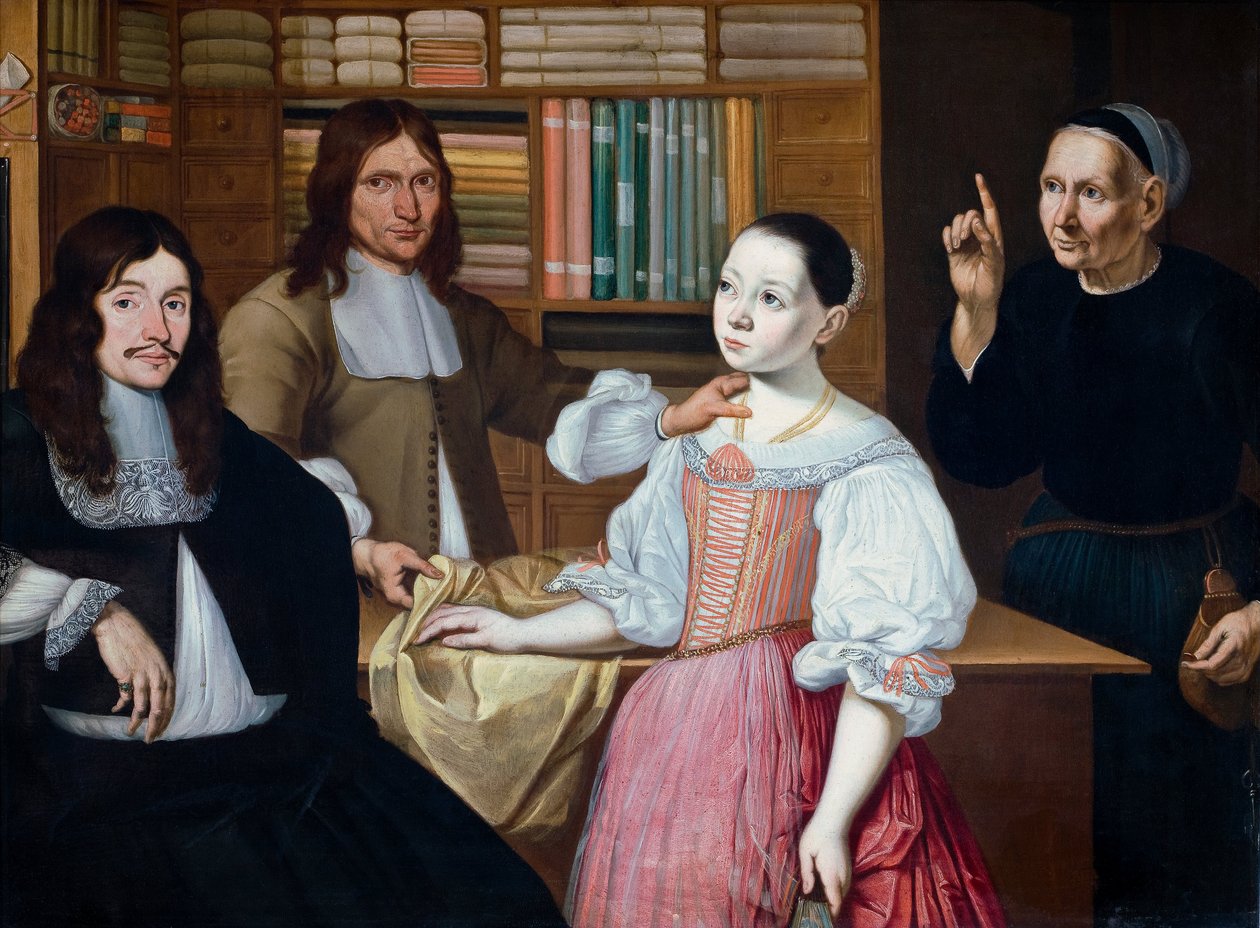 Draper’s Shopissa, 1670 (öljy kuparille) tekijältä Adriaen Bloem