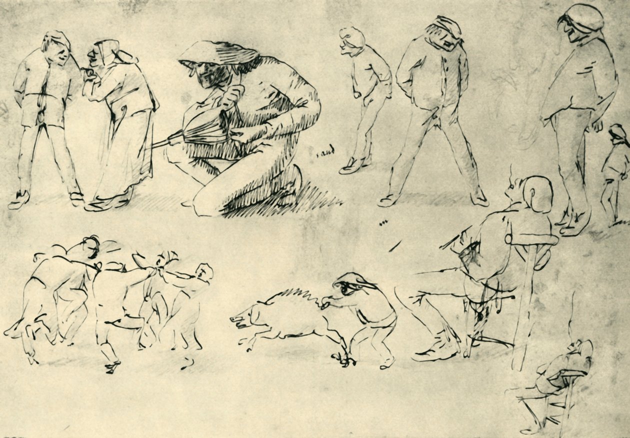 Figuuritutkimuksia, 1600-luvun alku, 1943. tekijältä Adriaen Brouwer