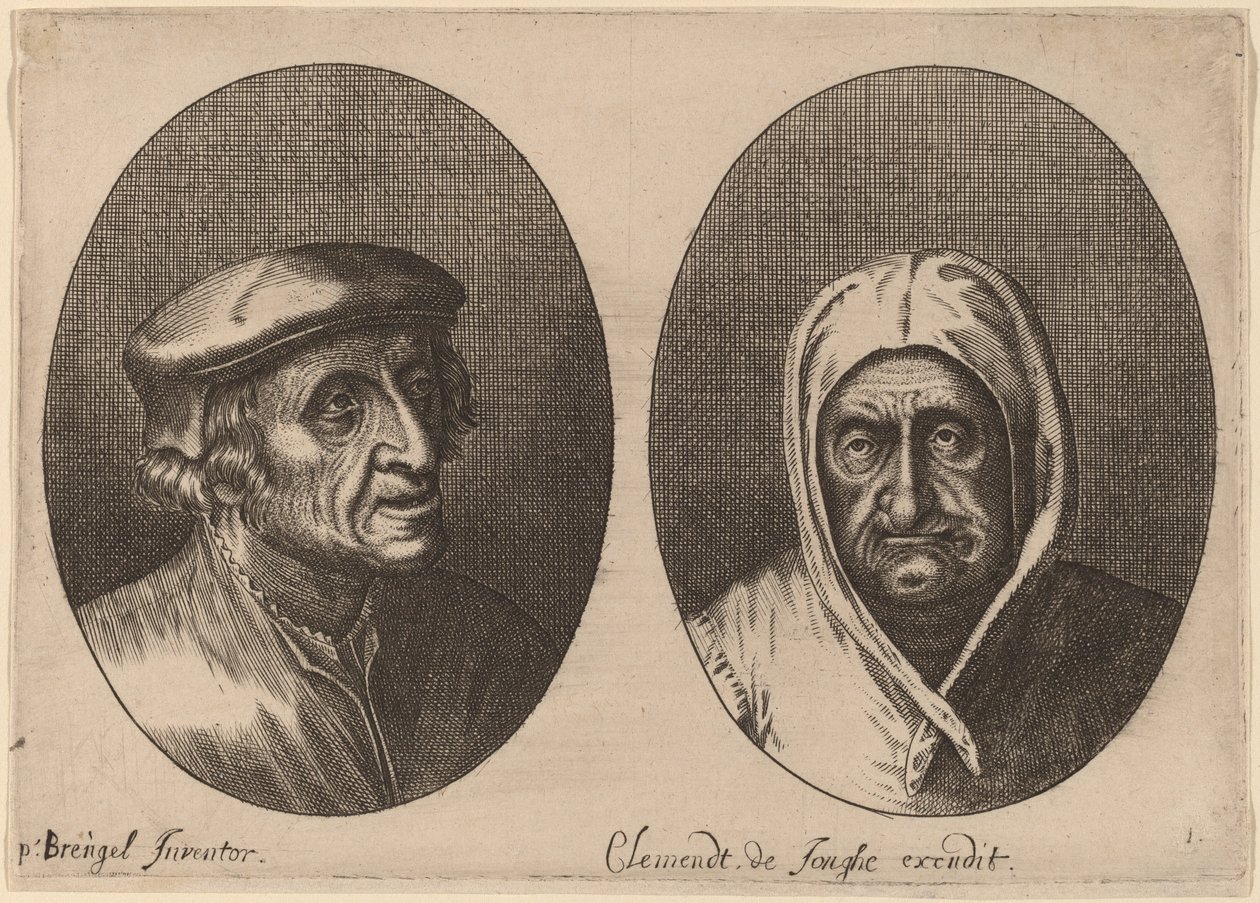 Talonpoikamiehen ja -naisen päät tekijältä Adriaen Brouwer after Pieter Bruegel the Elder