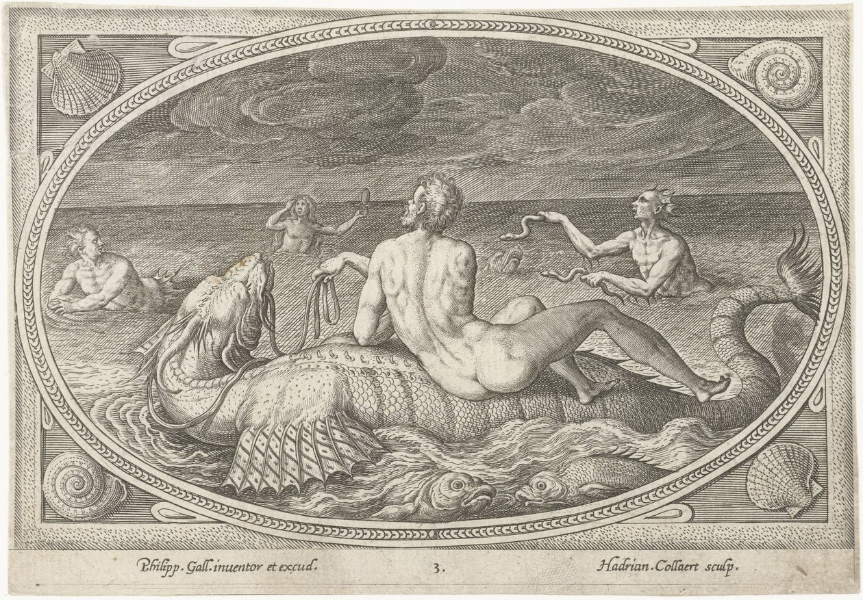 Acis kalassa Sea Gods (sarjan nimi) tekijältä Adriaen Collaert