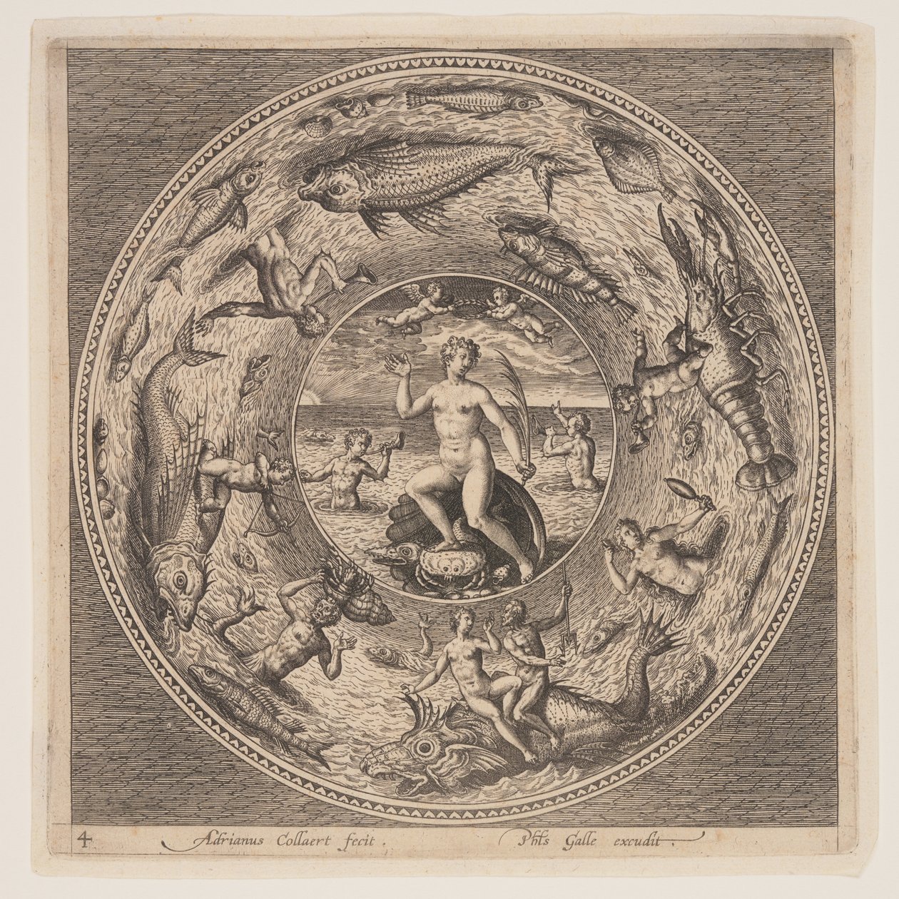 Galathea, lautasmallisarjasta (Fonds de Coupe). tekijältä Adriaen Collaert