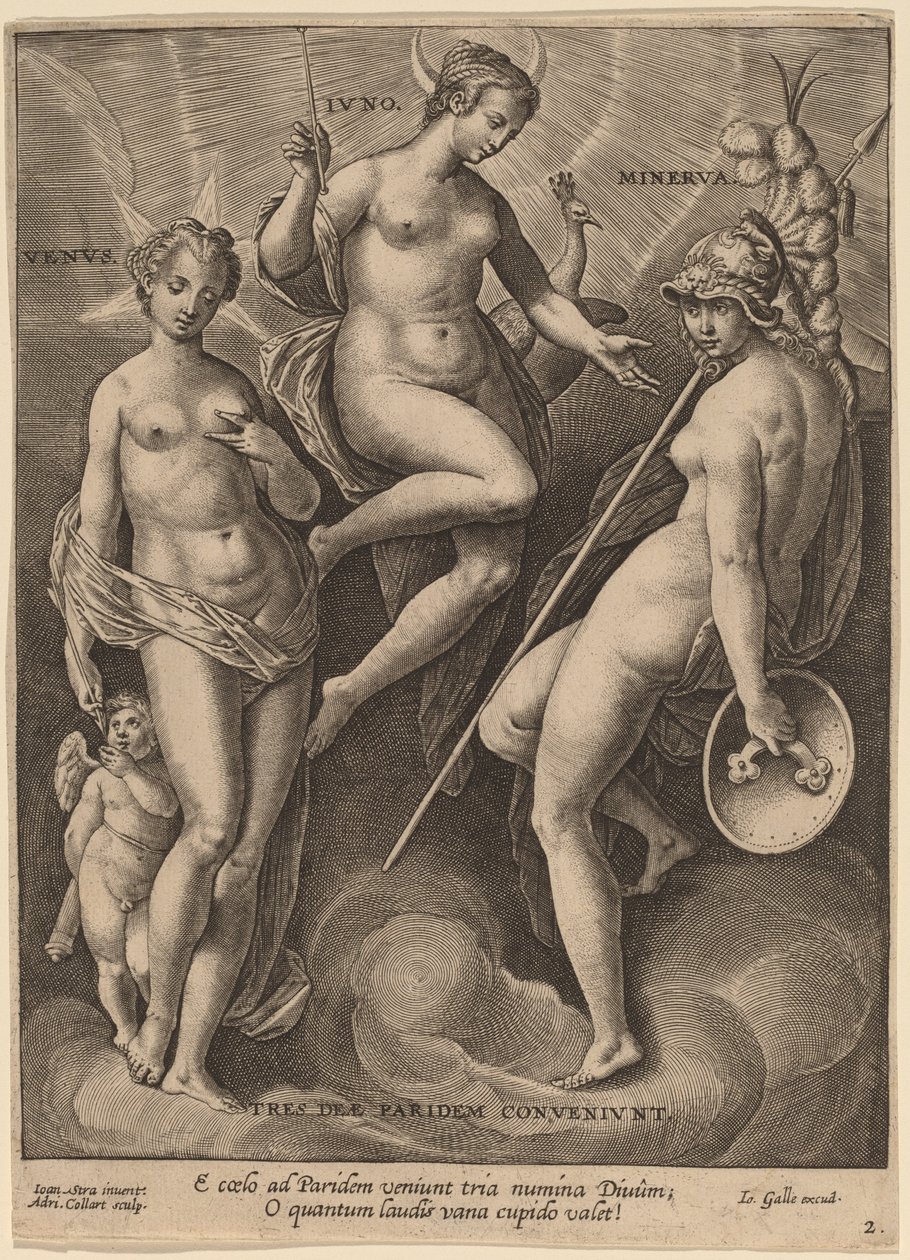 Venus, Juno ja Minerva tekijältä Adriaen Collaert after Jan van der Straet
