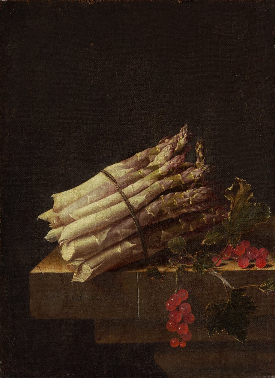 Asetelma parsalla ja punaherukoilla, 1696. tekijältä Adrian Coorte