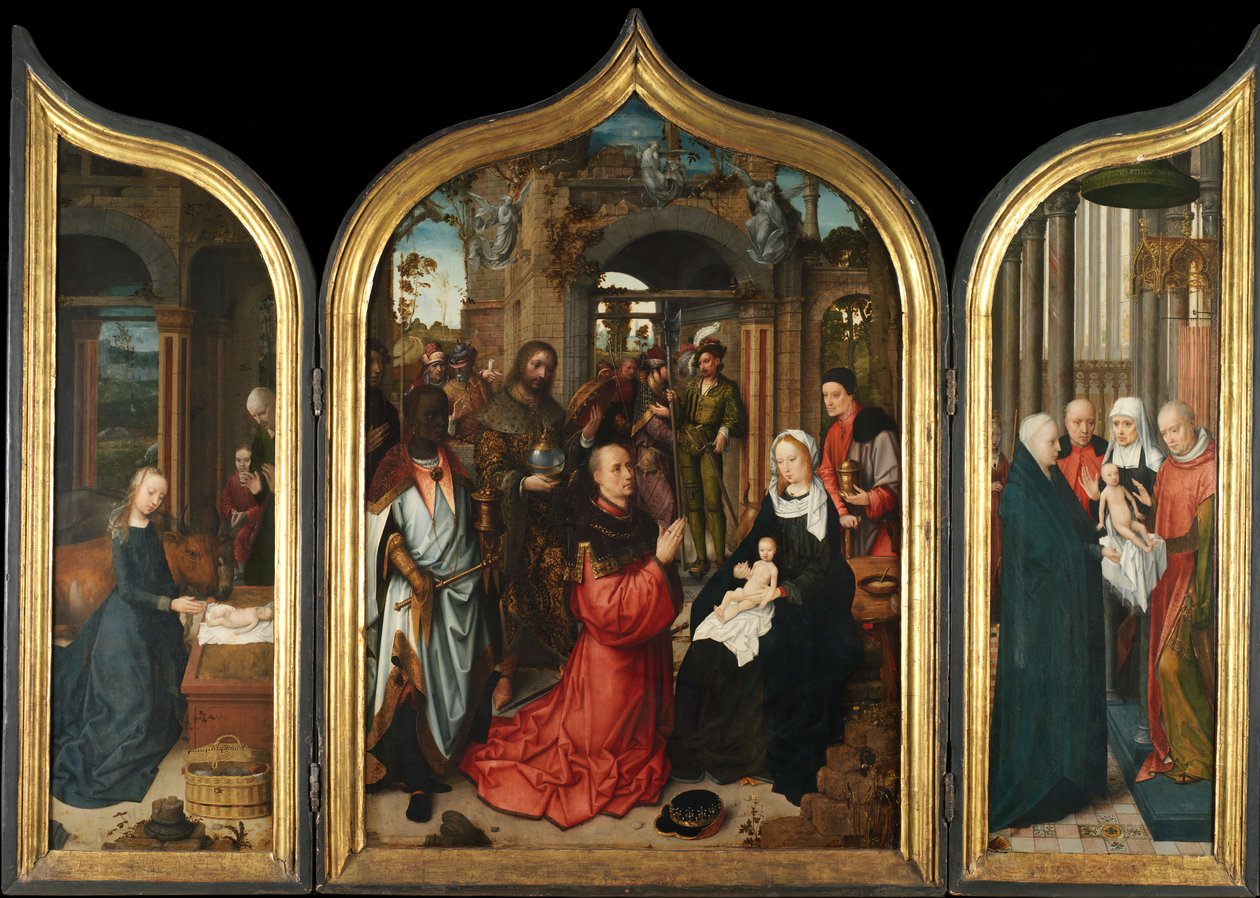 Syntymä, Maagien palvonta, Esittely temppelissä, 1510-12. tekijältä Adriaen Isenbrandt