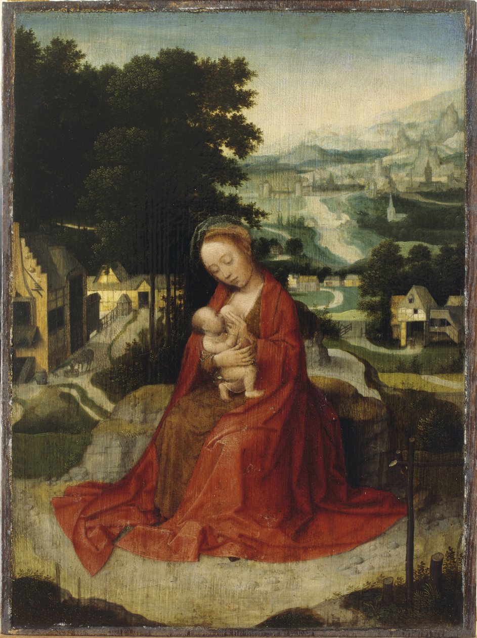 The Rest on the Flight to Egypt, n.1520-30 (öljy paneelissa) tekijältä Adriaen Isenbrandt or Isenbrant