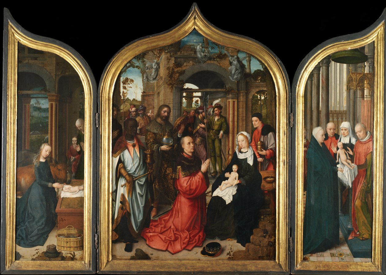Triptyykki, n. 1510-12 (öljy levylle) tekijältä Adriaen Isenbrandt or Isenbrant