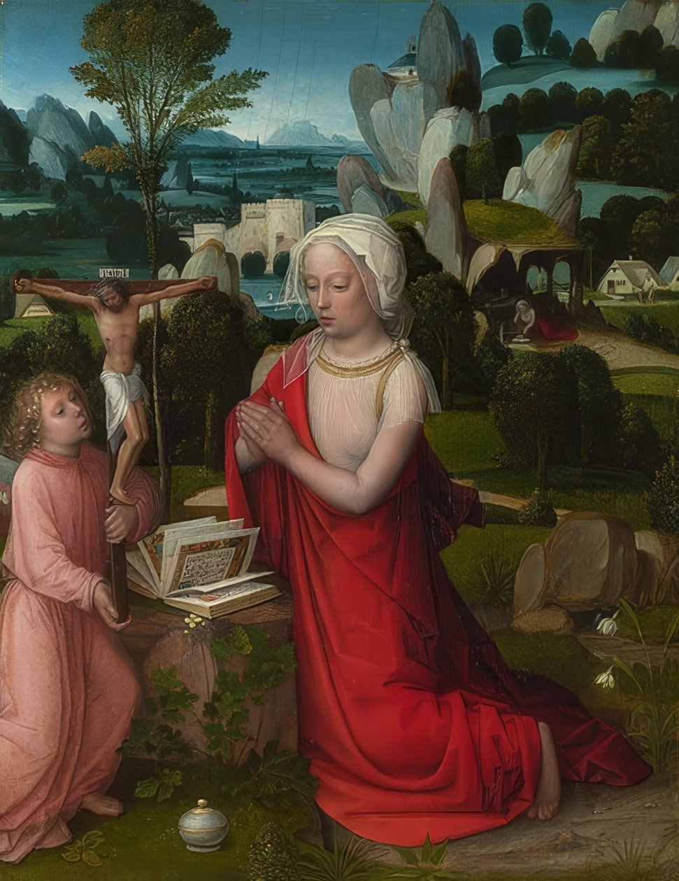 Maria Magdalena maisemassa. Noin 1520 tekijältä Adriaen Isenbrandt or Isenbrant