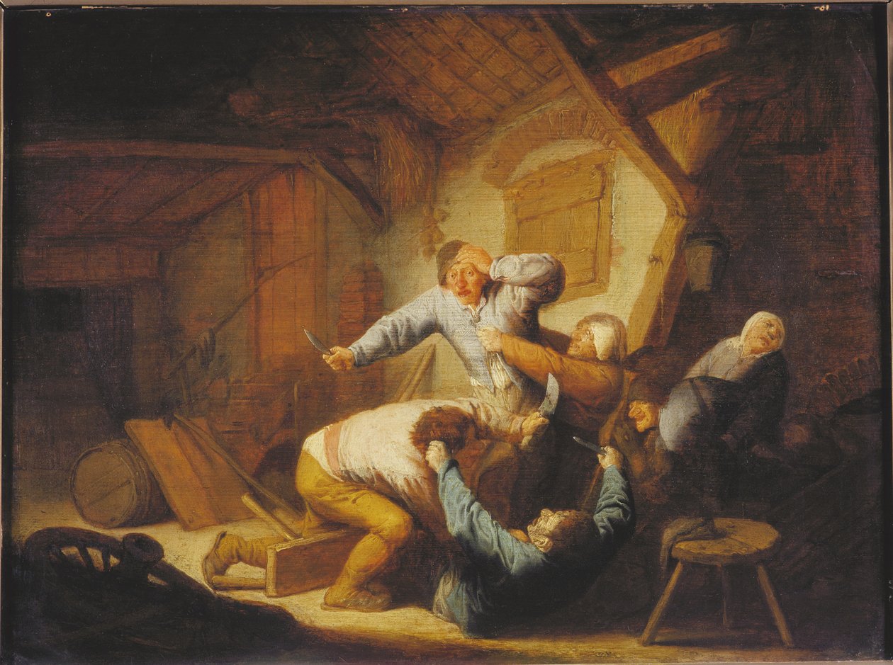 Farmers Fighting, 1600-luvun puoliväli. tekijältä Adriaen Jansz Ostade van