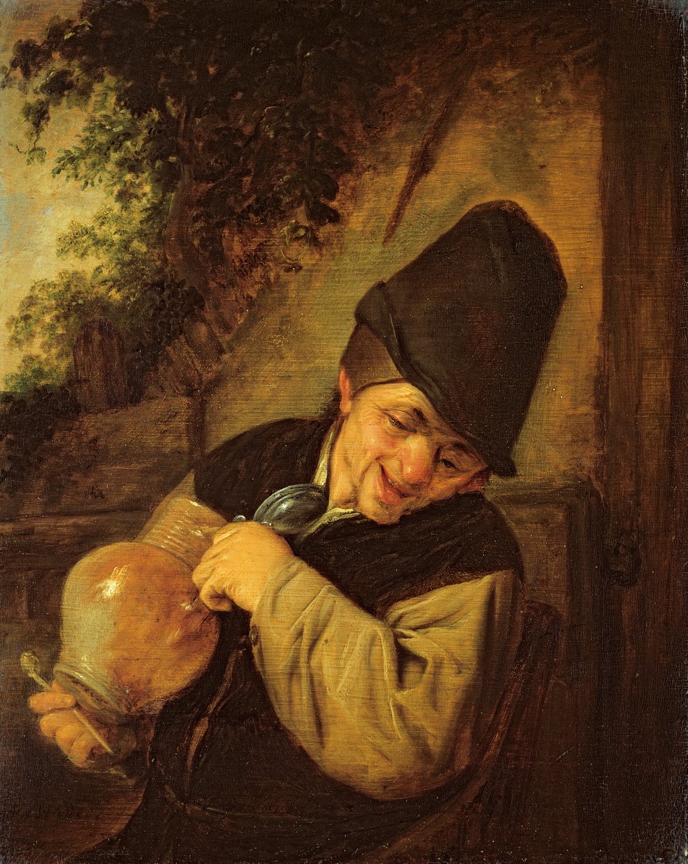 Talonpoika pitelee kannua ja piippua, n. 1650-55 (öljy tammilevylle) tekijältä Adriaen Jansz. van Ostade