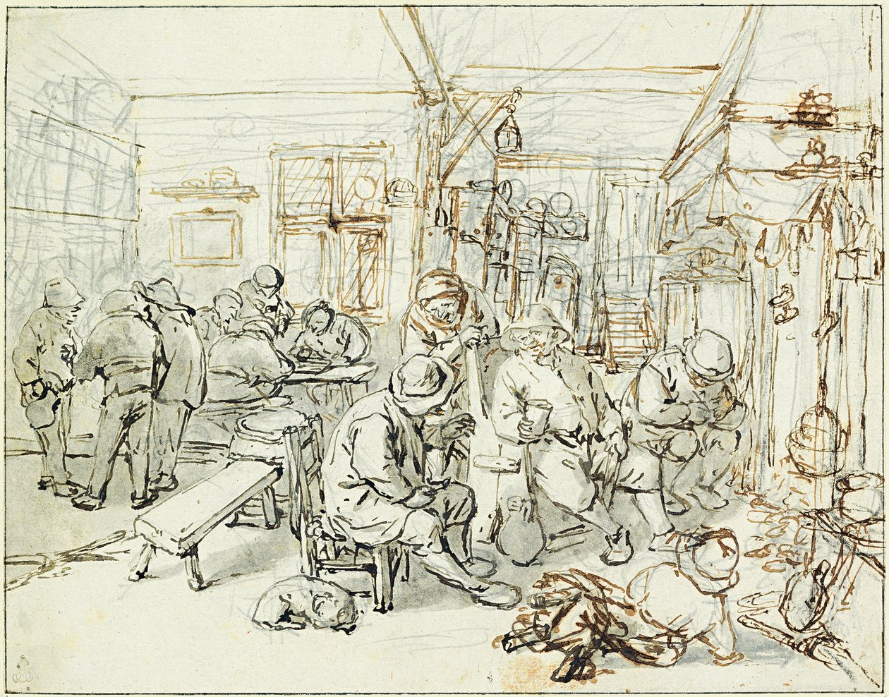 Talonpoikaiskomppania tavernassa, n. 1675 tekijältä Adriaen Jansz. van Ostade