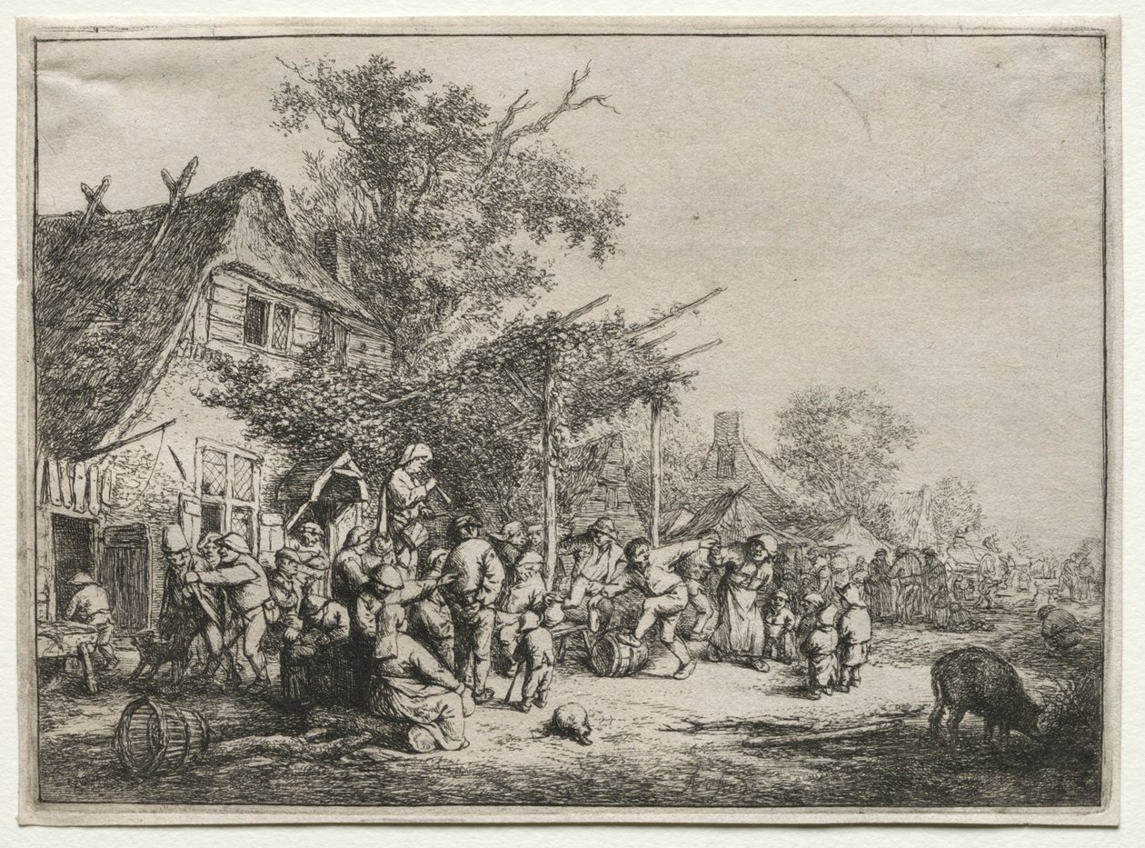 Festivaali säleikön alla. tekijältä Adriaen Jansz. van Ostade