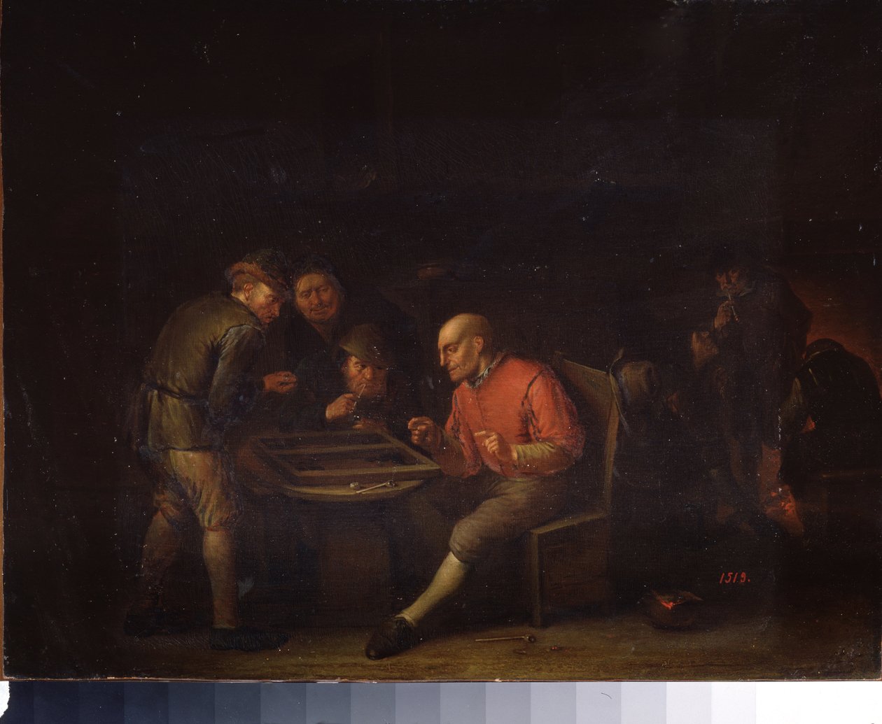 Flemingit pelaavat noppaa. (Flemingit leikkivät noppaa). Adriaen Jansz van Ostaden (1610-1685) maalaus. hollantilainen koulu. Öljy kankaalle. Gatchina Palace Museum, Pietari. tekijältä Adriaen Jansz. van Ostade