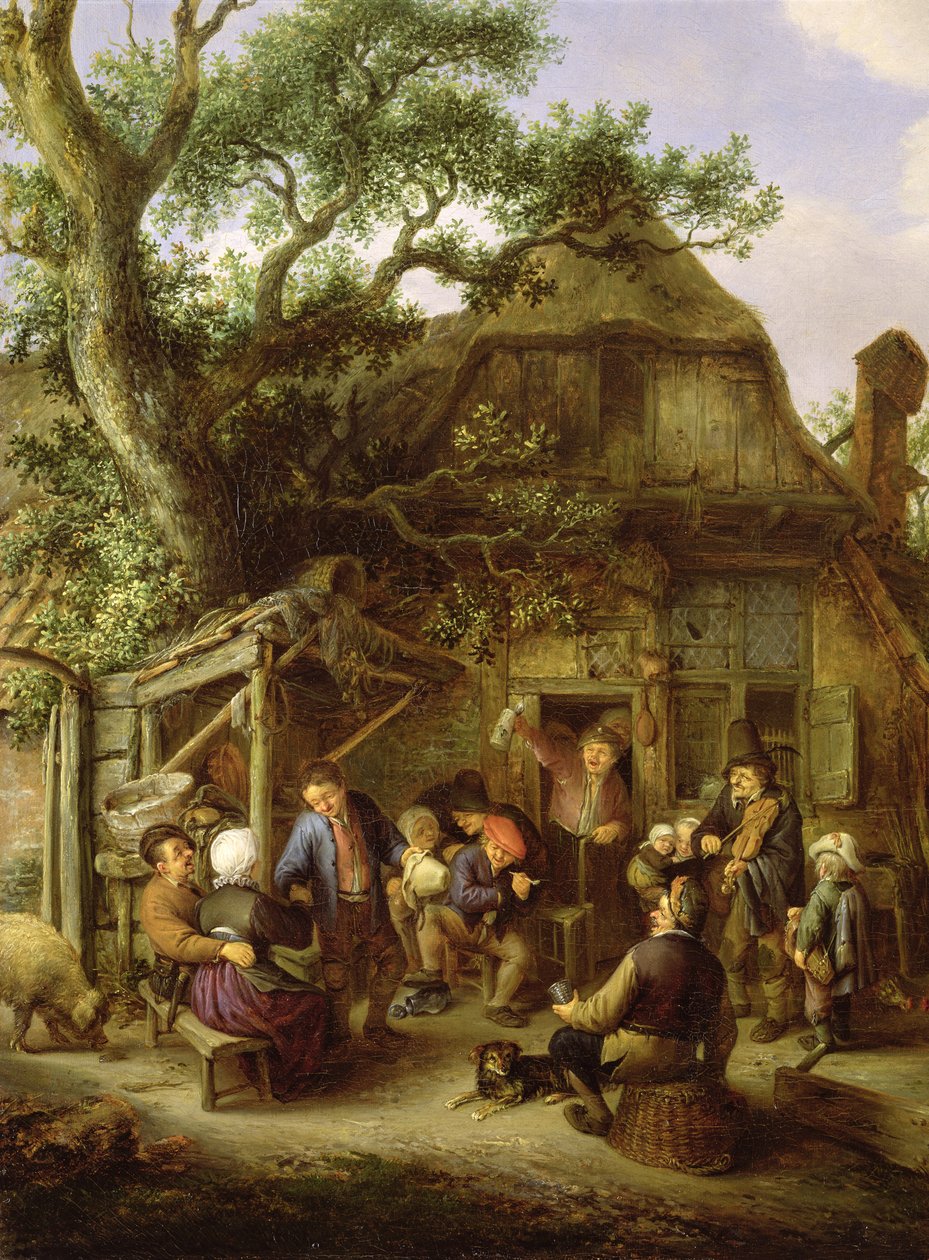Happy Peasants, 1648 (yksityiskohta) (katso 242086) tekijältä Adriaen Jansz. van Ostade