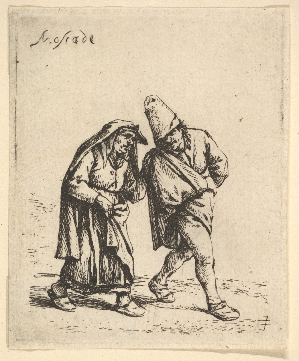 Mies ja nainen kävelemässä, 1610-85. tekijältä Adriaen Jansz. van Ostade