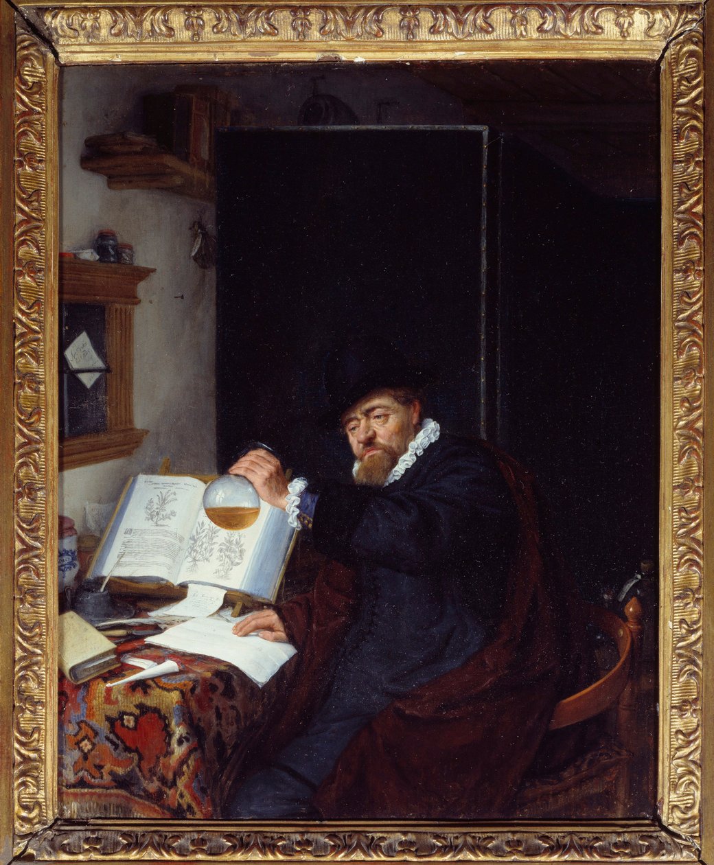 Lääketiede: "" Virtsan analyysi"" Adriaen van Ostaden (1610-1685) maalaus 1666 su. 0,28x0,22 m Pariisi, Musee du PetiPalais tekijältä Adriaen Jansz. van Ostade