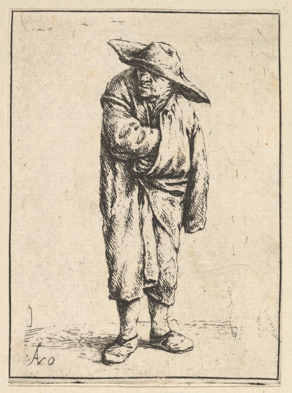 Viittaansa kääritty talonpoika, 1610-85. tekijältä Adriaen Jansz. van Ostade