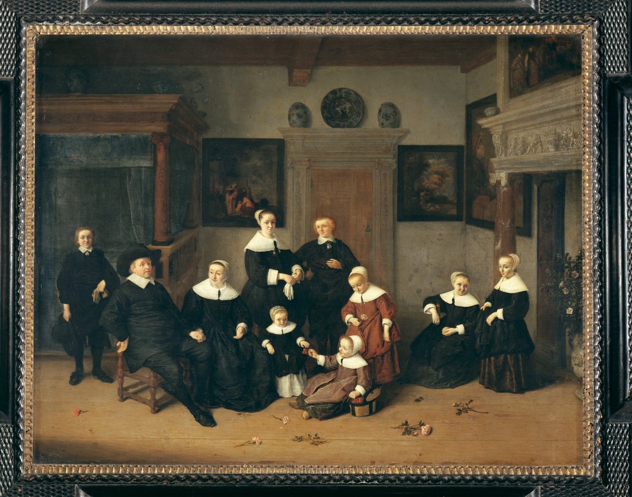 Perhemuotokuva, joka tunnettiin aiemmin nimellä maalarin perhe - Family-portrait ... tekijältä Adriaen Jansz. van Ostade