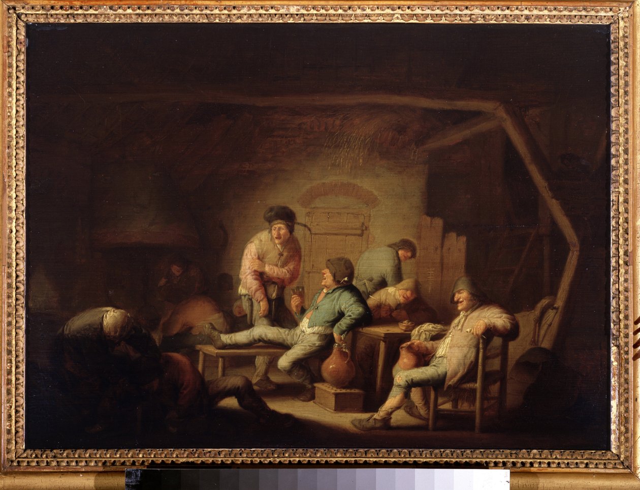 Inn-kohtaus. (Tavernakohtaus). Adriaen Jansz van Ostaden (1610-1685) maalaus noin 1635. Hollantilainen koulu, barokkityyli. Öljy puulle. Pushkin-museo, Moskova. tekijältä Adriaen Jansz. van Ostade