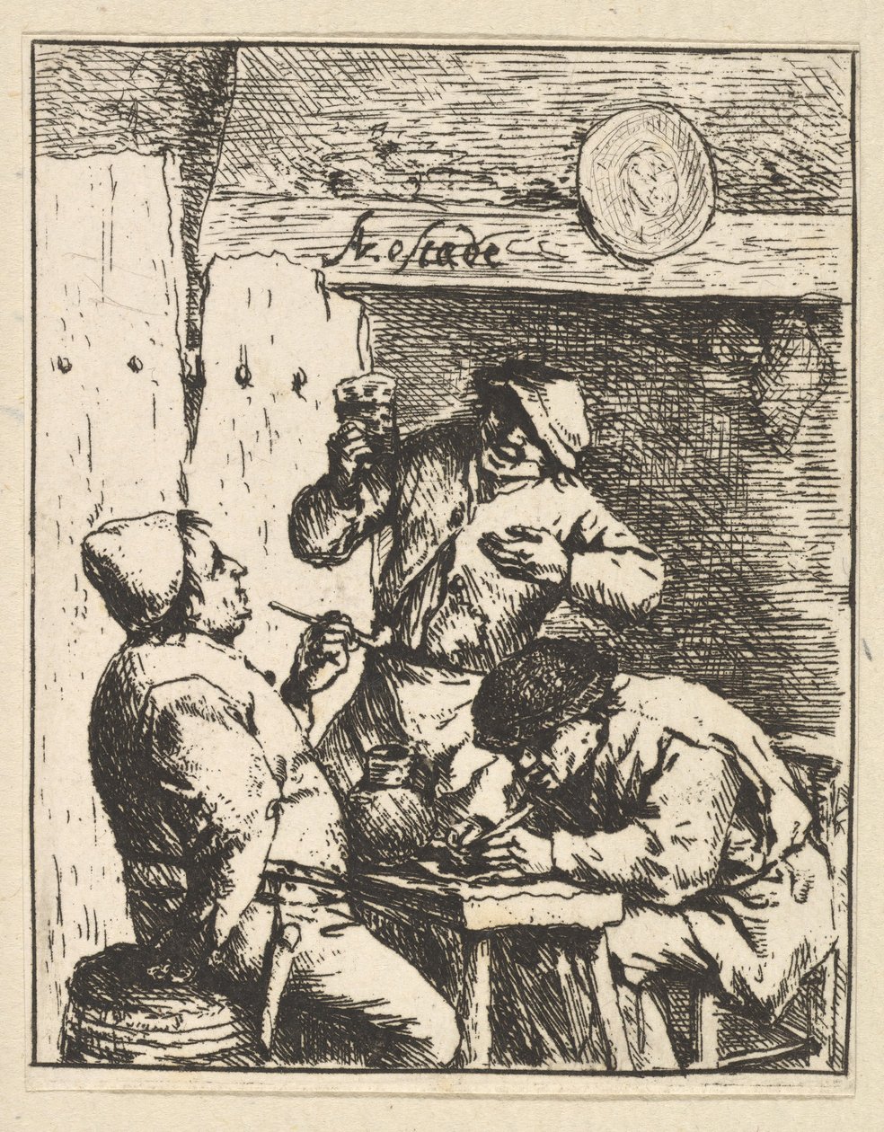 Laulaja seisoo kahden tupakoijan välissä, 1610-85. tekijältä Adriaen Jansz. van Ostade