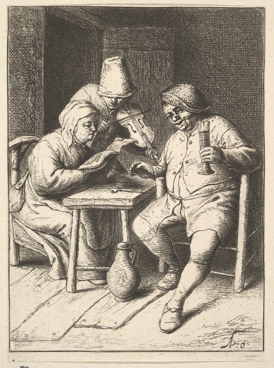Laulava pariskunta ja viulu, 1610-85. tekijältä Adriaen Jansz. van Ostade