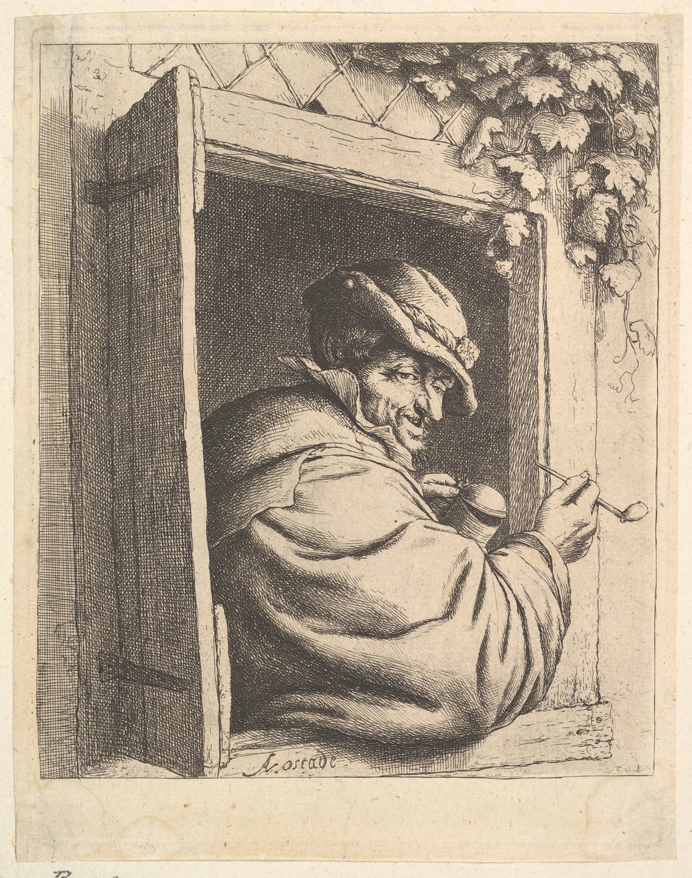 Smoker at the Window, 1610-85. tekijältä Adriaen Jansz. van Ostade