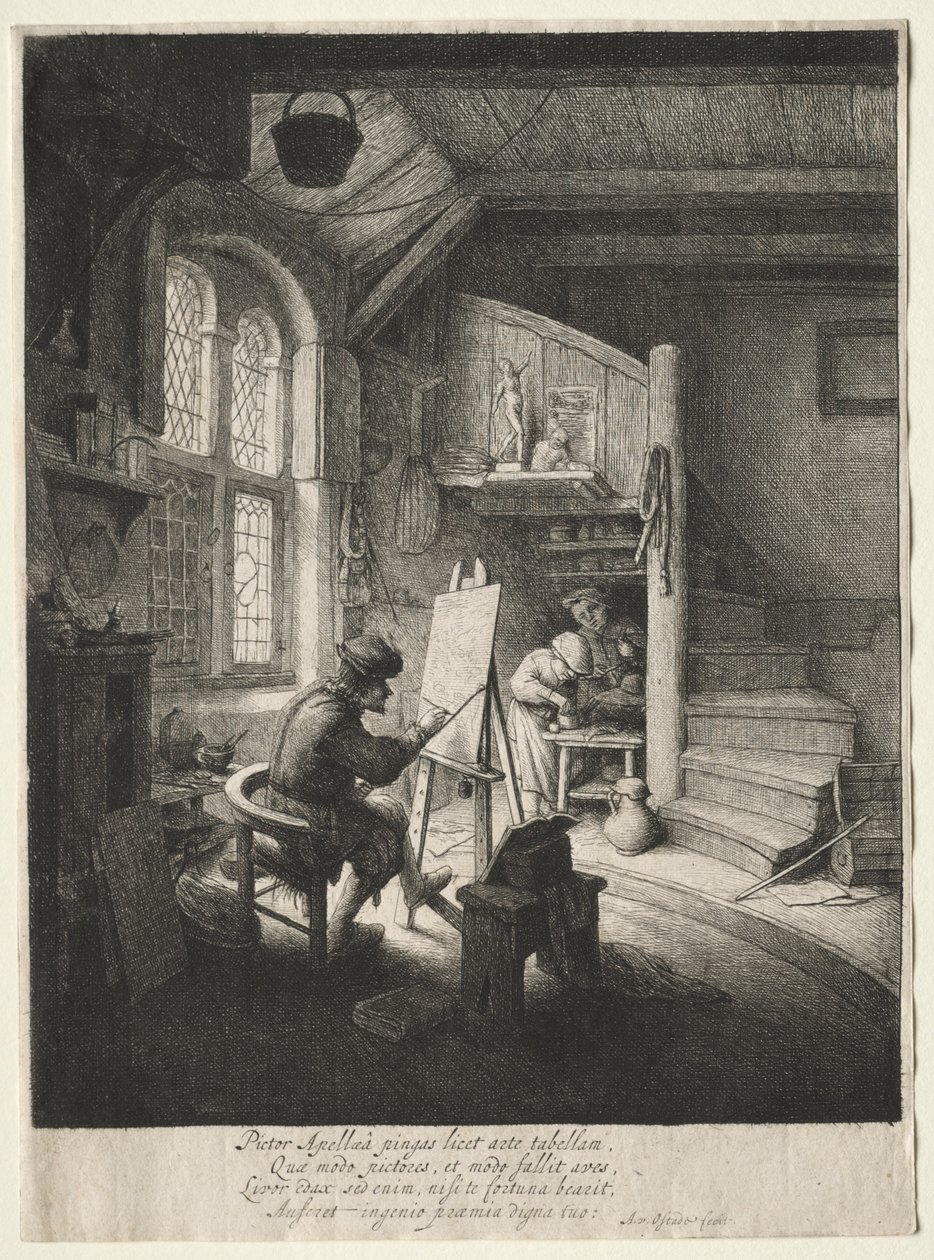 Painters Studio. tekijältä Adriaen Jansz. van Ostade