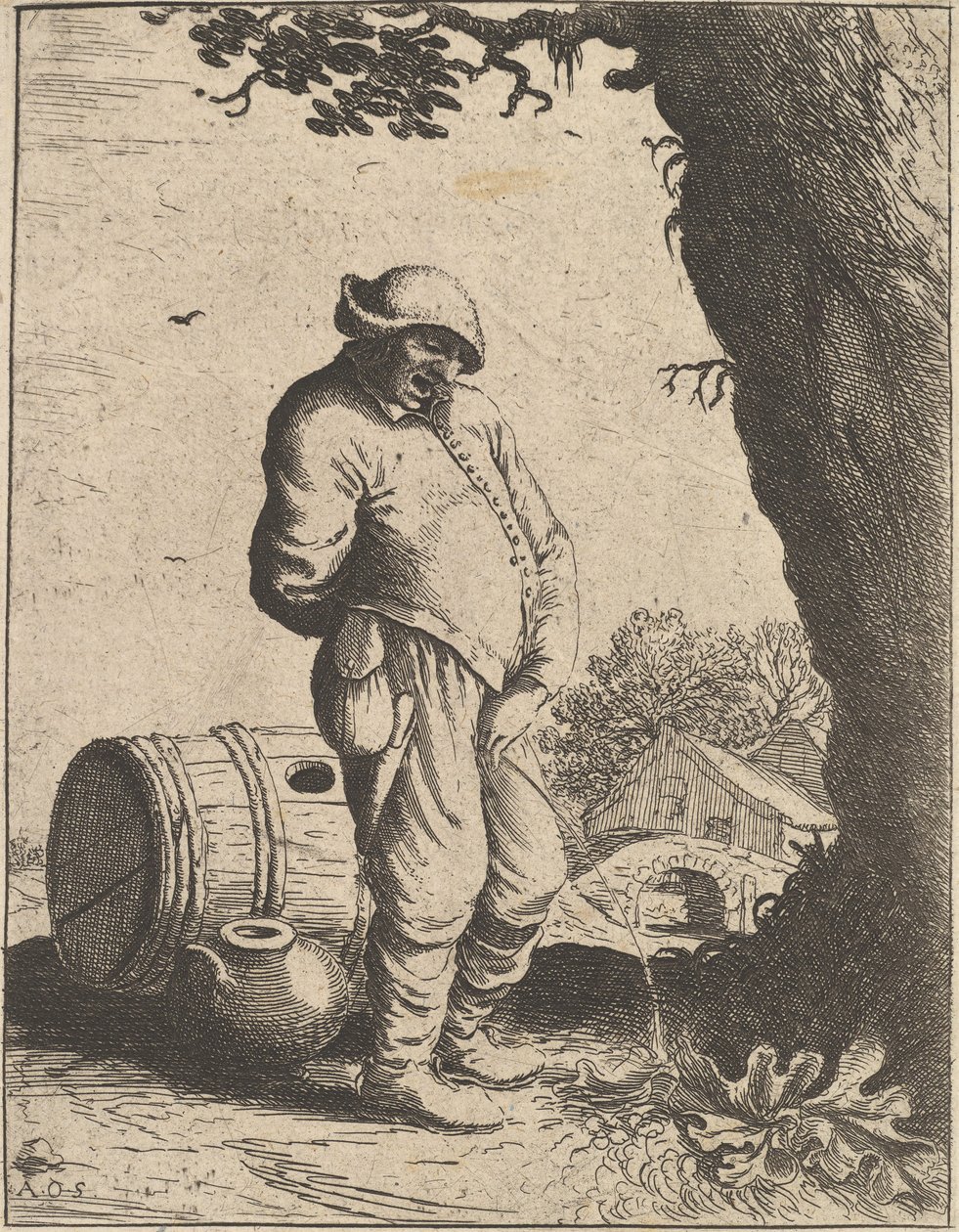 Pissing Man, 1610-85. tekijältä Adriaen Jansz. van Ostade