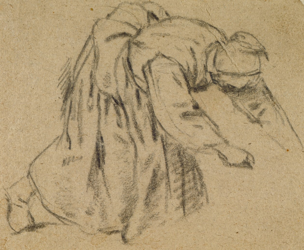 Woman Bending Down, 1656 (liitu paperille) tekijältä Adriaen Jansz. van Ostade