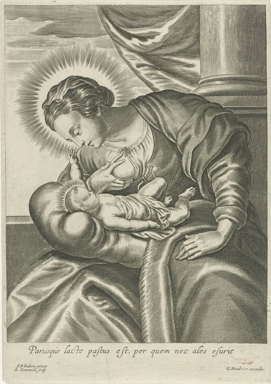 Maria ruokkii Kristus-lapsia tekijältä Adriaen Lommelin (attributed to workshop of)