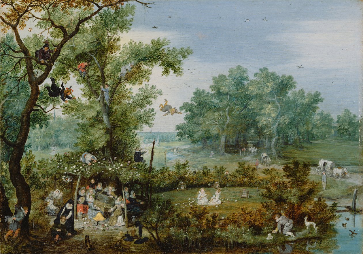 Iloinen yritys lehtimajassa, 1615 tekijältä Adriaen Pietersz van de Venne