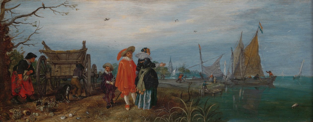 Syksy (keskustelu), 1625 (öljy paneelille, leveys 14,6 cm × leveys 37,2 tekijältä Adriaen Pietersz van de Venne
