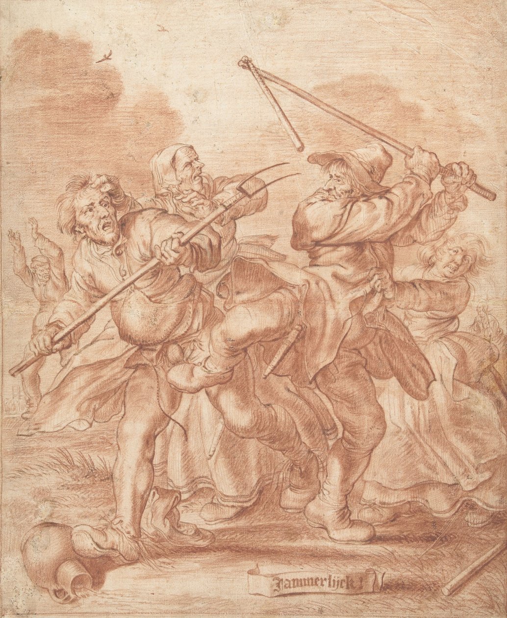 Taistelevat talonpojat, 1600-62 (liitu paperille) tekijältä Adriaen Pietersz van de Venne