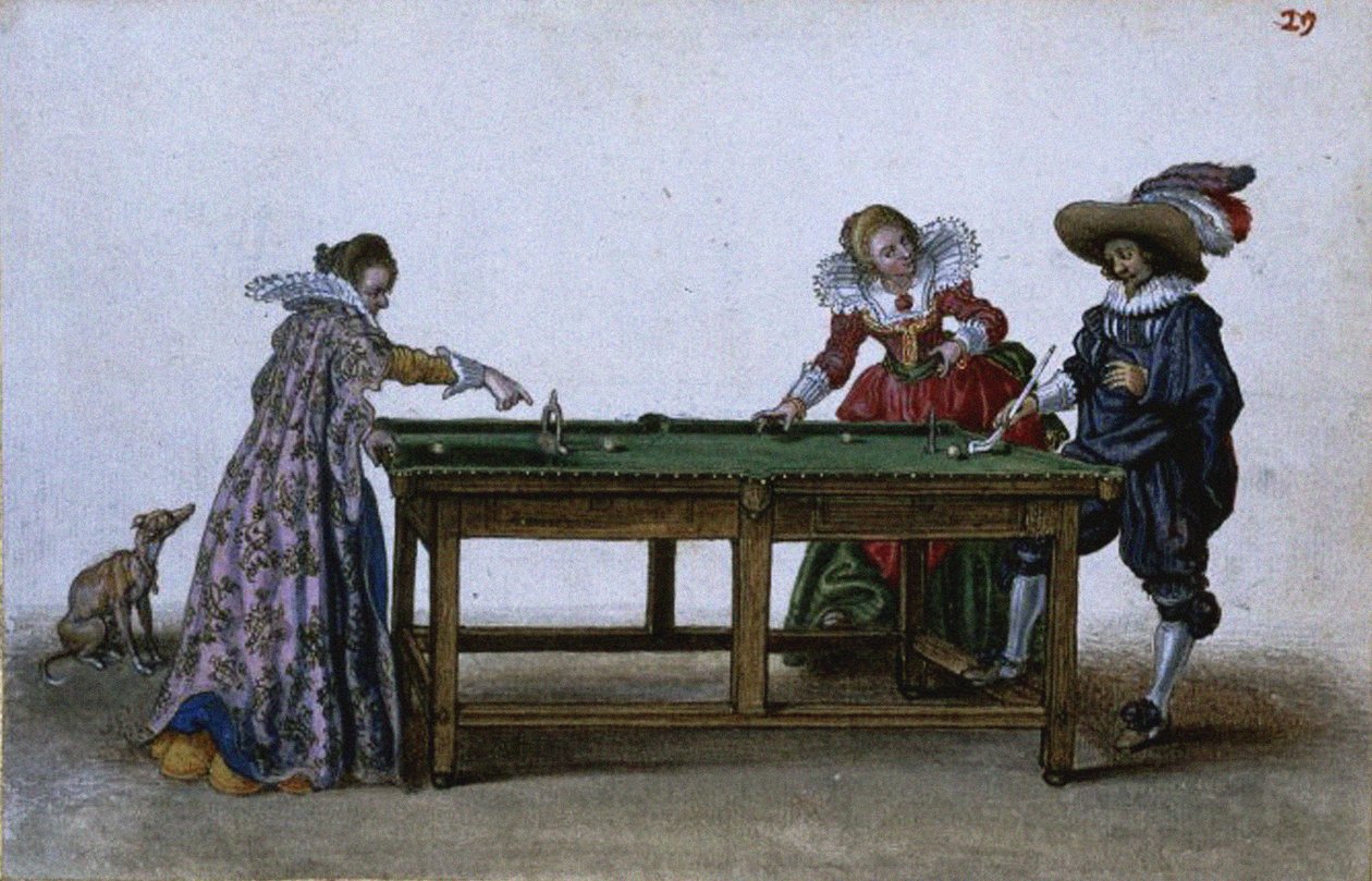 Game of Biljardi, noin 1620-1625 tekijältä Adriaen Pietersz van de Venne