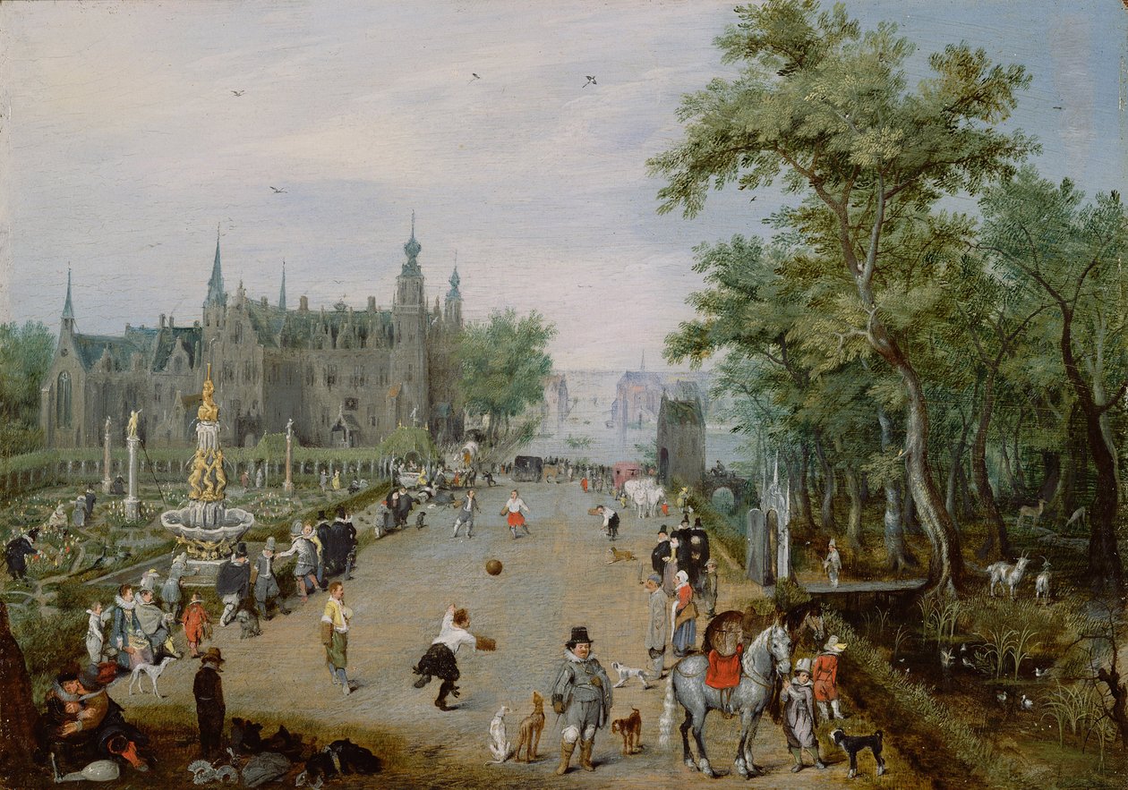 Jeu de Paume ennen maalaispalatsia, noin 1614 tekijältä Adriaen Pietersz van de Venne