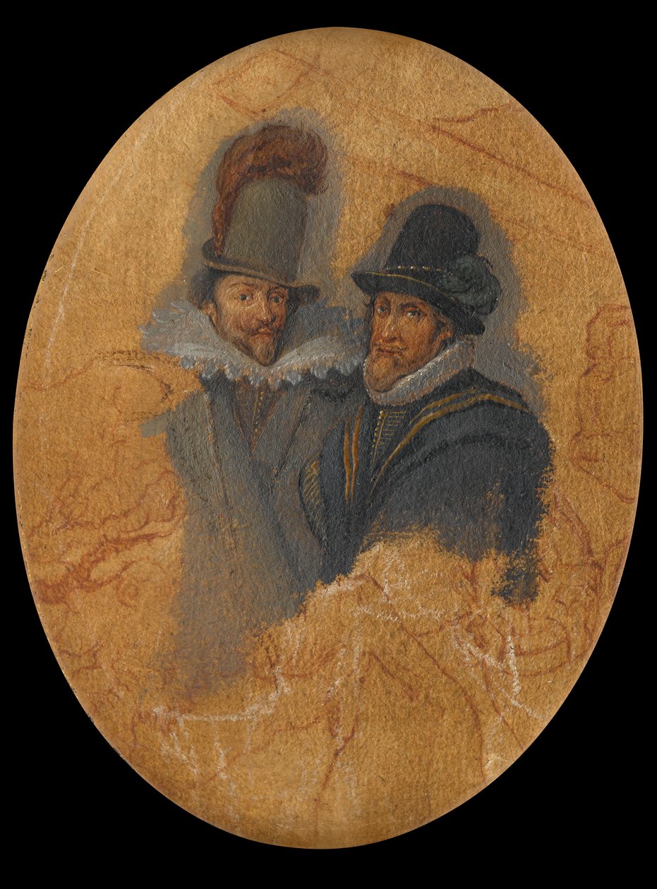 Prinssit Maurits (1567-1625) ja Frederik Hendrik (1584-1647) muotokuva tekijältä Adriaen Pietersz van de Venne