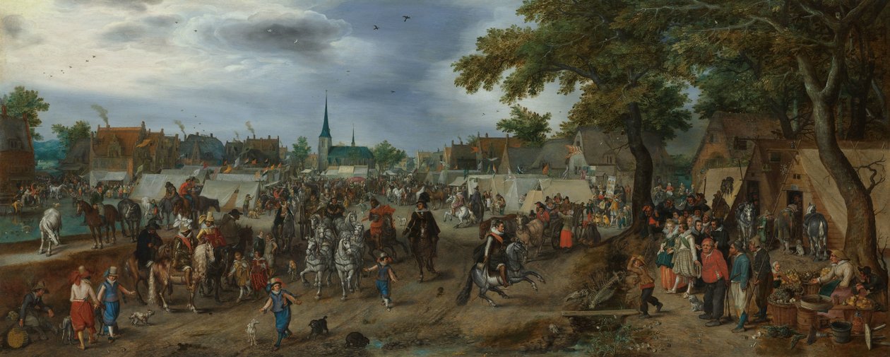 Prinssit Maurice ja Frederick Henry Valkenburgin hevosmessuilla Prinssit Maurits ja Frederik Hendrik Valkenburgin hevosmessuilla tekijältä Adriaen Pietersz van de Venne