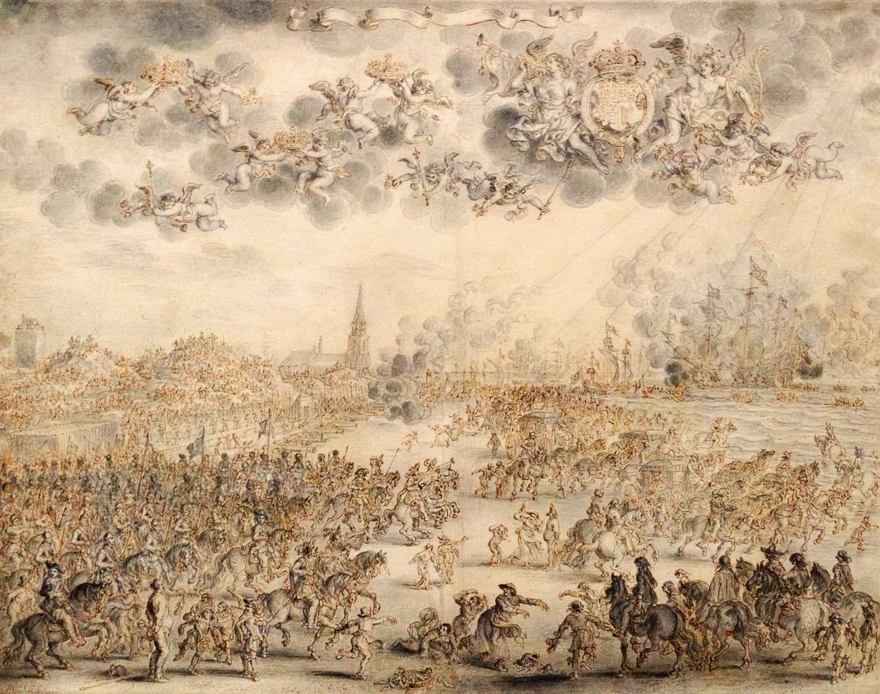 Kaarle II:n lähtö Scheveningenistä tekijältä Adriaen Pietersz van de Venne