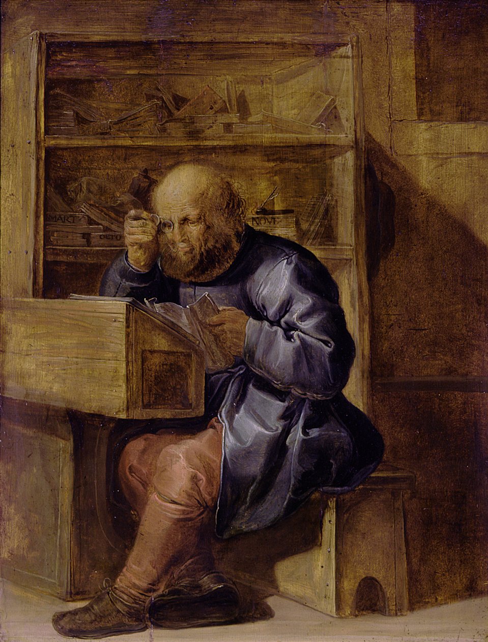 Oikolukija Cornelis Kiel työssä, 1700-luvun ensimmäinen puolisko. tekijältä Adriaen Pietersz. van de Venne