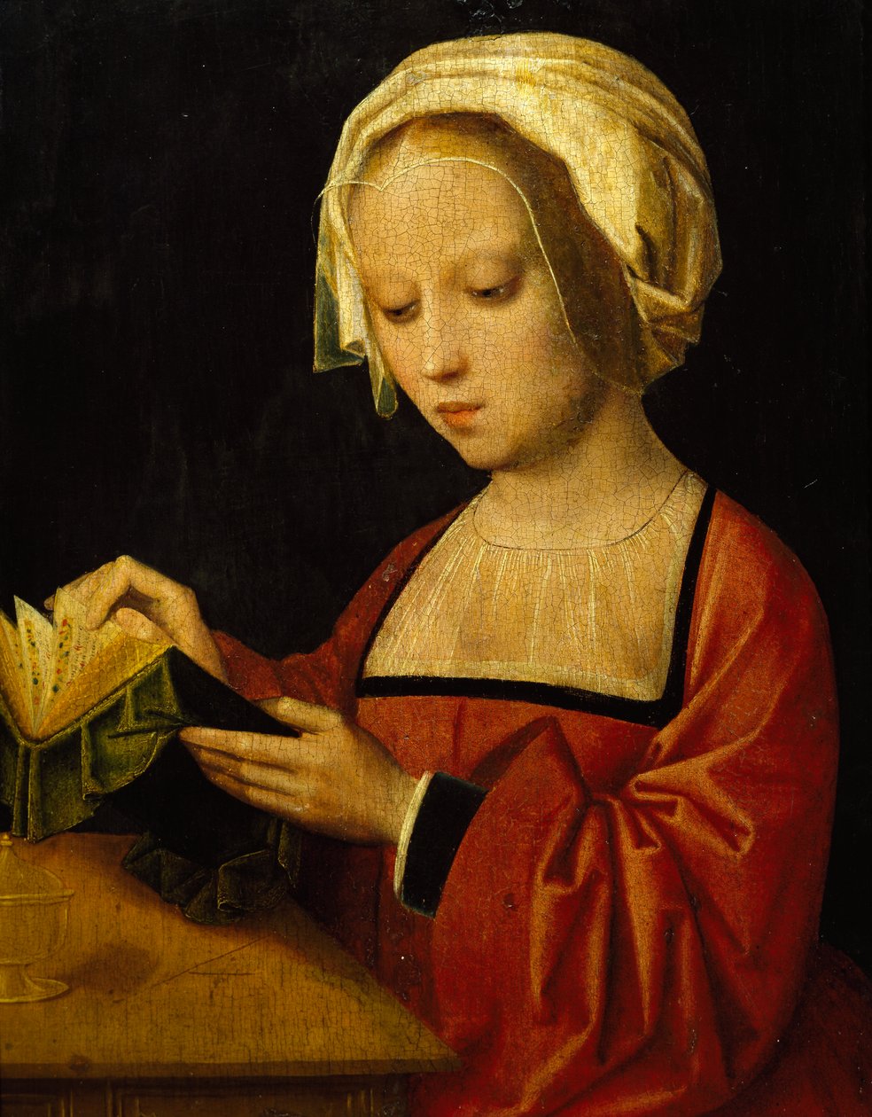 Pyhän Magdaleenan lukema Adrien Ysenbrandt (n. 1500-1551), öljy paneelille tekijältä Adriaen Ysenbrandt
