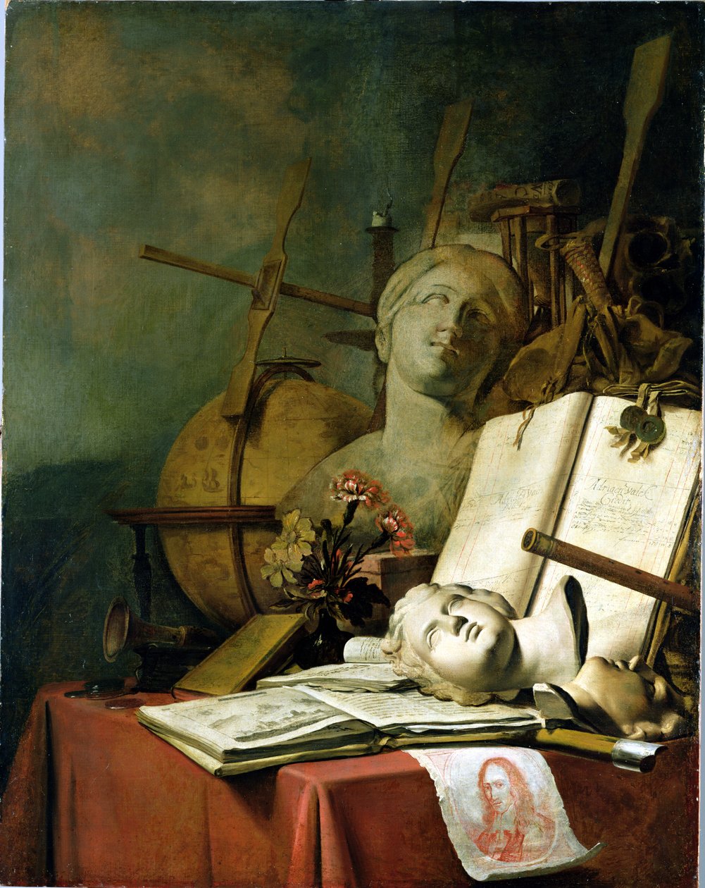 Kaikkien maallisten asioiden ohimenevyys (Vanitas), n. 1660 tekijältä Adriaen de Valck
