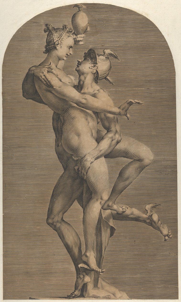 Mercury Abducting Psyche, n. 1620. tekijältä Adriaen de Vries