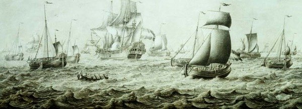 Merenkulku epävakaalla merialueella (lyijykynä luonnos) tekijältä Adriaen van Salm