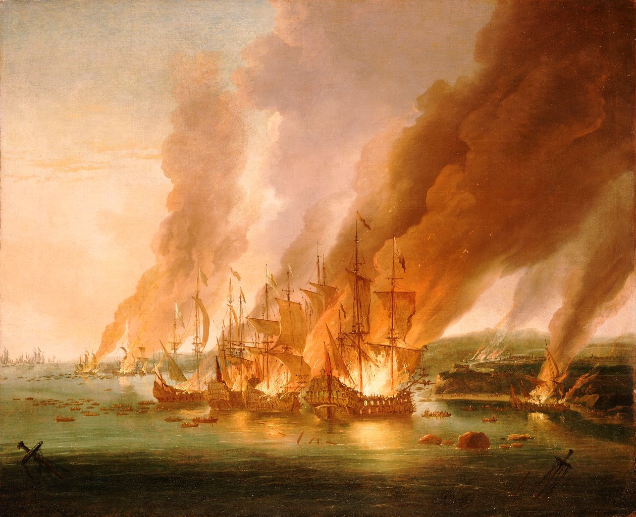 La Hoguen taistelu, 23. toukokuuta 1692, 1600-luvun loppupuoli (öljymaalaus). tekijältä Adriaen van Diest