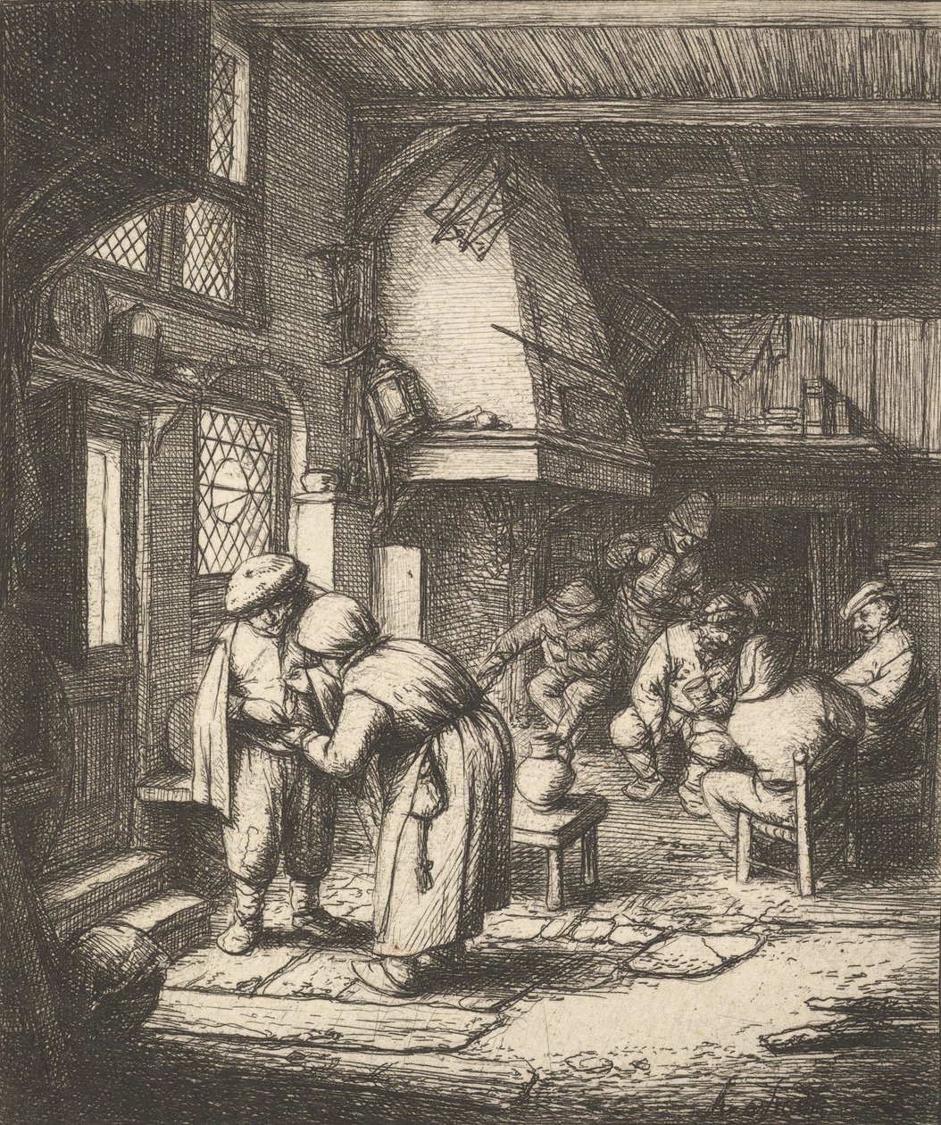 Talonpoika maksaa laskunsa, 1610-85. tekijältä Adriaen van Ostade