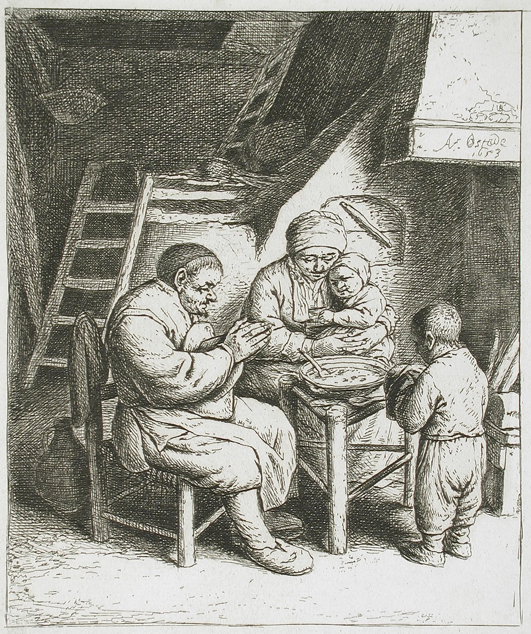 Ruokarukous tekijältä Adriaen van Ostade