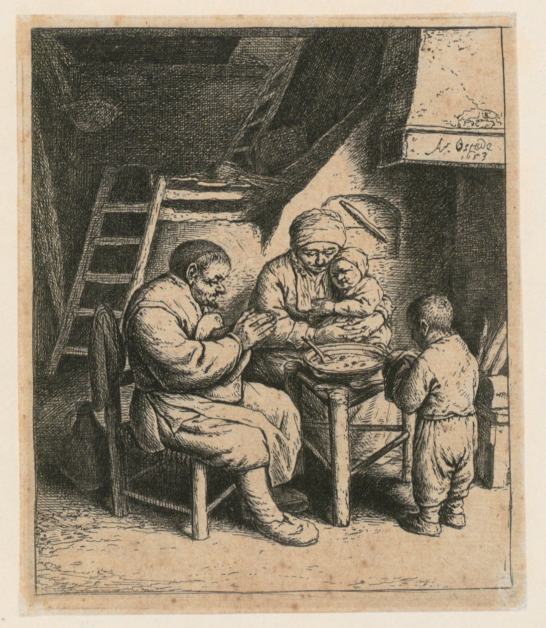 Ruokarukous tekijältä Adriaen van Ostade