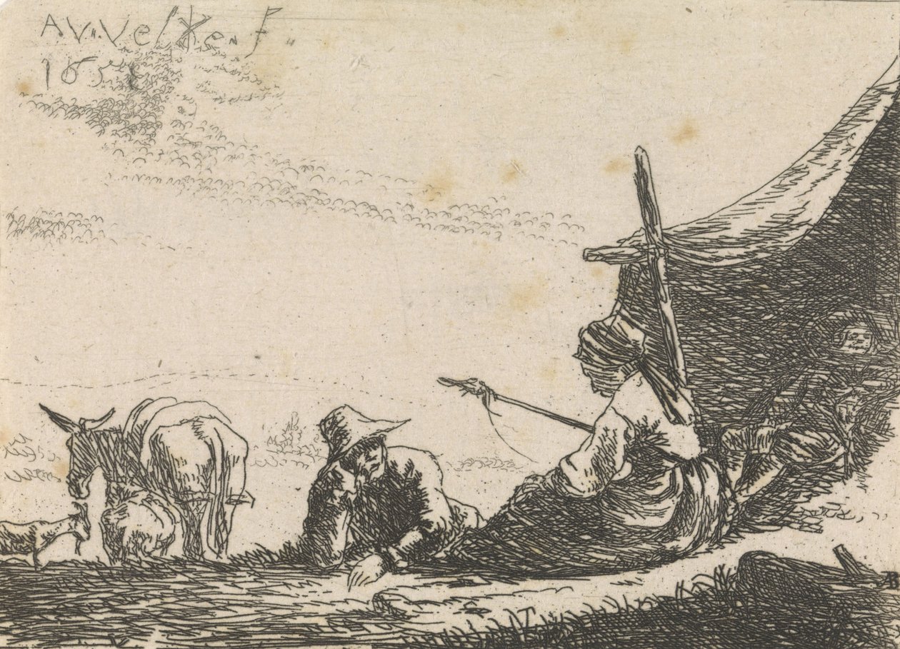 Figuurit teltan vieressä, 1653 tekijältä Adriaen van de Velde